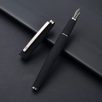 HongDian 517D Fountain pen Matte Black Full Metal Silver Clip ink pens EF F Bent Nib School Office supplies stationery gifts