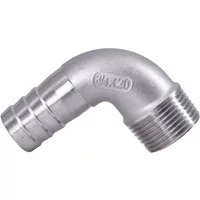 1/8" 1/4" 3/8" 1/2" 3/4" 1" -2" BSPT Male 6 8 10 12 14 15-60mm Hose Barb Elbow 90 Deg 304 Stainless Steel Pipe Fitting Connector