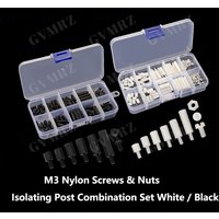 180PCS M3 Nylon Screws & Nuts Boxed Plastic Screws & Nuts Isolating Post Combination Set White / Black M3