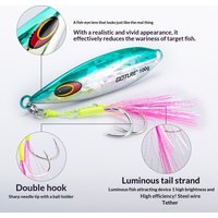 Goture Saltwater Fishing Slow Jigging Lure Assist Double Hook 40g-200g Glow UV Coated Metal Jig for Tuna Bass Sea Fishing Tackle