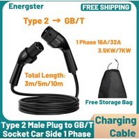 EV Charging Cable Type 2 to GBT 1Phase 16A/32A 3.5KW/7KW 3M/5M/10M Type 2 Charger Socket to Chinese GB/T Electric Vehicle