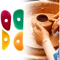 4 Pieces Pottery Clay Soft Rubber Rib Practical 3.9x2inch Multifunctional for DIY Smooths Shapes Accessory Leveling Tool