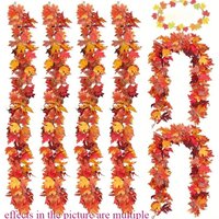 Artificial Maple Leaf Garlands, 3D Autumn Leaves Wreath for Thanksgiving Christmas, Autumn Harvest Season Decoration, Halloween
