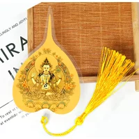 Vintage Chinese Style Bookmark with Buddha Shakyamuni, Creative Leaf Vein Bookmark