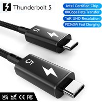 80Gbps Thunderbolt 5 Cable Certified Chip USB-C Thunderbolt5 1m 120Gbps 240W 16K for MacBook IPad, IPhone, and Android