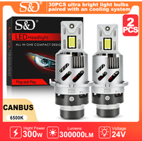 S&D 300W D2S D4S LED Canbus Headlight Bulb with Fans D2R D4R 300000LM Auto Car HeadLamp for Driving Xenon HID 6500K Plug&Play