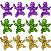 Mardi Gras King Cake Babies 1.18inch Mini Plastic Babies Metallic Gold Purple Green Mardi Gras Baby for King Cake Tiny Baby Toys