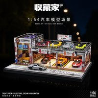 Collector 1:64 Scale American Style AUTOMOBILE Garage Double-Deck Parking Workshop Diorama Car Model Storage & Display Building