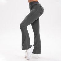 Women High Waist Ruched Butt Lift Flare Yoga Pants, Button Back Cargo Pocket Bootcut Leggings, Stretch Workout Casual Bell Botto