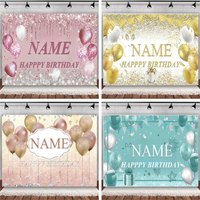 Custom Name Charm Photo Gold Silver Glitter Birthday Party Banner Background Baby Shower DIY adult Birthday Photography Backdrop