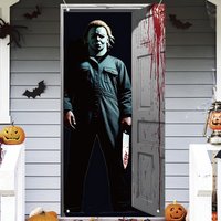 Scary Halloween Door Cover Halloween Door Banner,Door Decor cover classic horror movie character horror-themed birthday parties