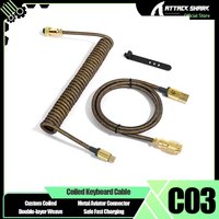 ATTACK SHARK * MAMBASNAKE C03 Coiled USB C Cable for Gaming Keyboard, Nylon Braided Mechanical Keyboard Cable, Double-Sleeved