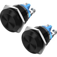 2PCS 16MM Momentary Push Button Switch 12V 5A Screw Terminals Waterproof Black Shell 3A 250V Waterproof Metal Momentary Switch