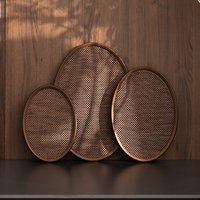 Imitation Woven Placemats with Oval Trays, Bamboo & Walnut Wood Tea Trays, Household Storage & Arrangement Tea Serving Trays