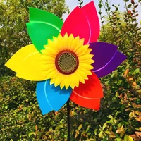 Garden Decor Sunflower Windmill Rotatable Wind Spinner Standing Flower Pinwheel for Yard Lawn Patio
