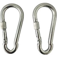 2pcs Safety Carabiner Spring Snap Hook Stainless Steel Safety Snap Hook Connecting Ring Carabiners for Gym Swing Rock Climbing