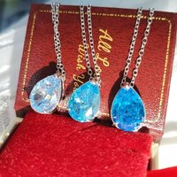 925 Sterling Silver Stylish Simple Ice Flower Cut Crystal Zircon Pear Shaped Pendant Necklace Birthday Party Anniversary Gift