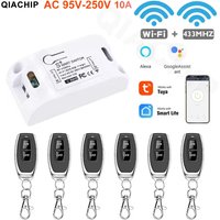 Tuya WiFi Smart Switch & 433MHz Drahtlose LED Licht Schalter 110V Empfänger Relais 220V Fernbedienung Arbeit mit Smart Leben Alexa