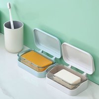 Bathroom Soap Dish With Lid Home Plastic Box Keeps Dry Plate Travel Portable Storage Tray Container