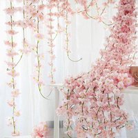 1.8M Artificial Sakura Flowers Vine Wedding Garden Rose Arch Home Party Decoration Spring Bridal Fake Silk Scrapbook Plants