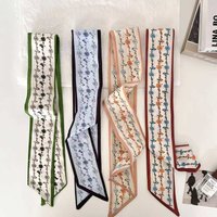 Retro Long Scarf with String of Small Flowers Matching Shirt Neck Scarf Hair Tie Bag Binding Ribbon Belt Fashion Women Accessory