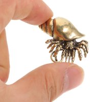 Brass Hermit Crab Statue Exquisitely Carved Ancient Style Miniature Animal Decor for Desk Shelf Cabinet Indoor Tabletop Brass