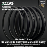 AliExpress GODLIKE Special Offer 700C Road Bicycle Carbon Wheels 25mm Wide Clincher Tubeless Wheelset 40mm 55mm 60mm 80mm 88mm Racing Carbon Rim