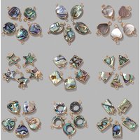 Colorful Natural Abalone Shell Connector, Charm Pendant, Geometry Shape, Exquisite Charms for Handmade Jewelry Making Diy