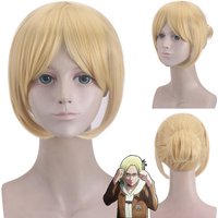 Attack on Titan Annie Leonheart Female Giant Yellow Wig Halloween Role Play + Wig Cap