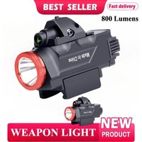 800 Lumens Tactical LED Flashlight USB Charging Combo Red Green Dot Pistol Scout Light Fits 20mm Picatinny Rail Outdoor Hunting