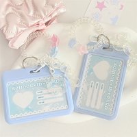 Women's Cute Card Cover Holder Flash Pink Blue Love Gradient Cool Card Star Pendant Keychain Bus Student ID Card Holder Case