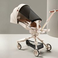 Can Sit or Lie Ultra-light Stroller High Landscape Baby Stroller Car Adjustable Two-way One-touch Foldable Stroller for Airplane