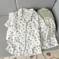 Summer short-sleeve cloud cotton pajama set for women, comfortable and trendy, shorts suitable for wearing outside home wear set