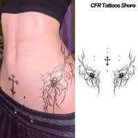 Temporary Tattoos Sexy American Dark Spider Cross Herbal Juice Tattoo Applying Belly Waterproof Legs Fake Tattoo