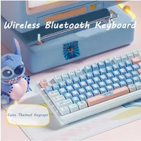 Stitch Bluetooth Wireless Keyboard Cartoon Dual-Mode Keyboard For Macbook Laptop Kawaii Theme Keycaps Gaming Keyboard Mouse Set