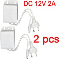 2pcs Power Adapter EU Outdoor Waterproof AC 100-240V Input DC 12V Volt Output Supply Charger Europe Universal Adapter Converter