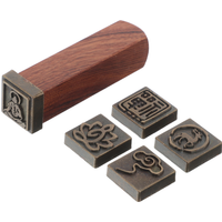 Black Ebony Wood Zen Lotus Cloud Calligraphy Seal Set Multifunctional Stamp for Pottery Craft Decor