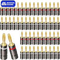 Musical Sound Banana Plugs with Dual Set Screws 2/6/24/50 Pieces 24K Gold Plated Banana Adapter Connector Speaker Audio Plugs