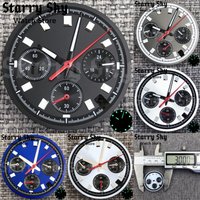 Starry Sky 30mm Black/White/Blue Chronograph Watch Dial 6-pins Watch Hands With Green Luminous Suitable For VK63 Quarzt Movement