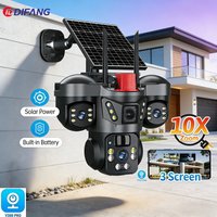 2.4G WiFi Solar Security Camera Three Screen PTZ Pan Tilt 8000mAh Battery Wireless Solar Surveillance Security Protection