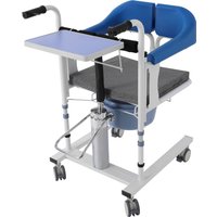 Blauer hydraulischer Patientenlift-Rollstuhl, 100 kg belastbarer Transfer-Pflegestuhl, PP-TPE-Material aus Kohlenstoffstahl