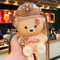Hot 1000ml Cute Bear Cup Various Modes of Tumbler with Straw Kawaii Water Bottle for Girl Kid Outdoor Drinking Kettle