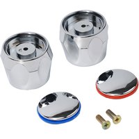 2pcs Faucet Handle Faucet Knob Handle Cold & Hot Tap Top Head Chrome Plated Replacement Set Bathroom Faucet Accessories