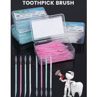 200pcs Disposable Double-Headed Interdental Brush Travel Hygiene Essential Household Outdoor Use Toothpick Brush