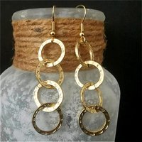 Bohemian Style Golden Plated Long Hollow Pendant Earrings for Women Fashion Vintage Design Vacation Festival Jewelry Accessories