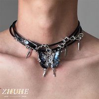ZHUHE Butterfly Zircon Necklace New Gothic Style Jewelry Accessories For Girls And Boys Party Gifts