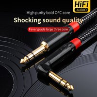 1/4 Inch TRS Instrument Cable 90 Degree Right-Angled To Straight 6.35mm Male Stereo Audio Cord For Electric Guitar, Bass,Mixer