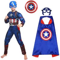 Captain America Muscle Costume Superhero Captain America Muscle Jumpsuit Shield Cape Outfits Halloween Carnival Costumes