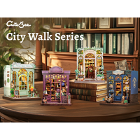 CUTEBEE Book Nook Kit DIY Miniature House Decoration Wooden Book Shelf Insert Model with Light 3D Puzzle For City Walk Series