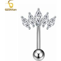 14G 6-16mm Length Titanium Barbell Silver Color Zircon Belly Button Ring Surgical Piercing Body Jewelry Women Accessory Gifts